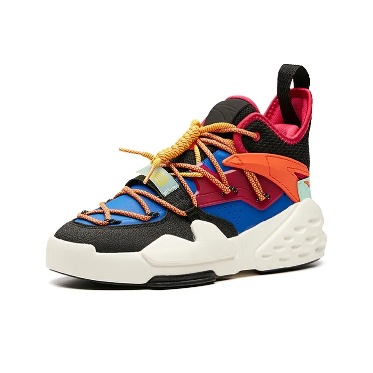 Anta Life Collection Tyrannical Anti Slip Wear Resistant High Top Skateboard Shoes Men's Black White Blue Orange-1