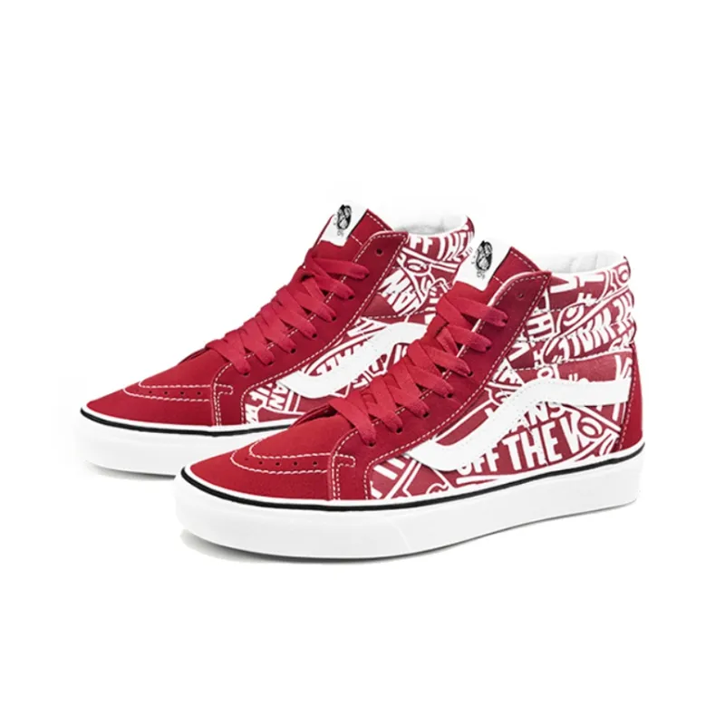 Vans SK8 HI Rrissue Retro High Top Casual Skate Shoes Unisex Red White-2