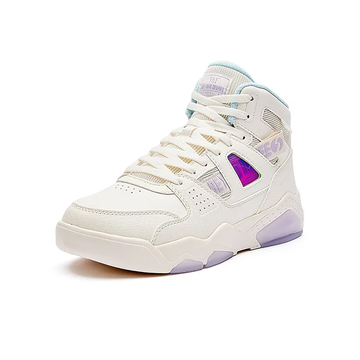 361° Warm Anti Slip And Wear Resistant High Top Skateboard Shoes Women's White Purple-2