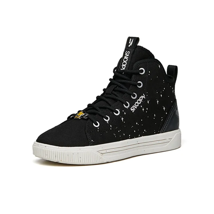 SNOOPY x Anta Anti-Slip Wear-Resistant High-Top Skateboard Shoes Women's Black-2