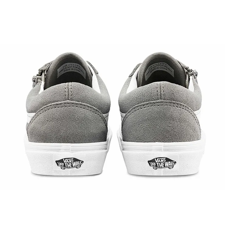 Vans Unisex Old Skool Zip Low Top Sneakers Grey 'Gray White'-4
