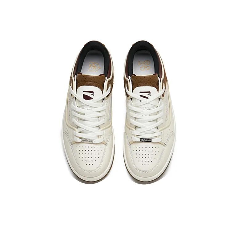 Anta Low Top Skateboard Shoes Women's White Brown Valentine's Day Limited Edition Carved In The Heart-3