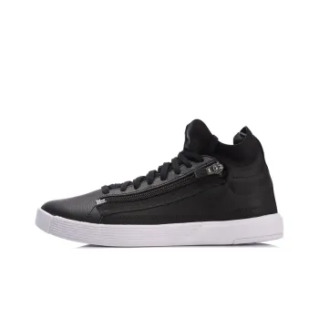 LiNing Chillout Zip Lightweight Mid Top Skateboard Shoes Women's Black White