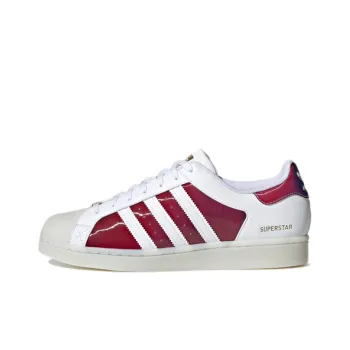 Adidas Originals Superstar Abrasion Resistant Slip Resistant Low Top Skateboard Shoes Men's White Red