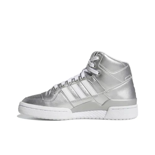 Adidas Originals FORUM Skateboard Shoes Women's High-Top Silver/White