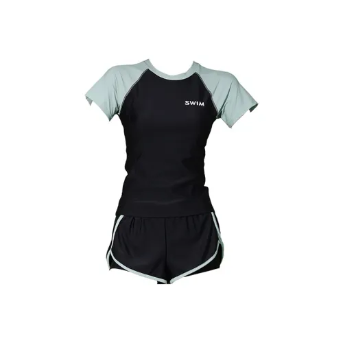 LEACCO Swimming Sets Polyamide Polyester Elastane Women's Black Green