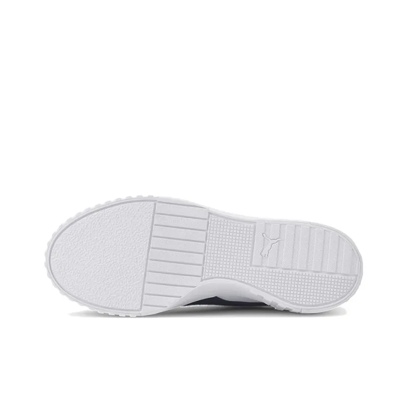 PUMA Cali Wear resistant And Lightweight Low Top Skateboard Shoes Women's Black White Gold-5