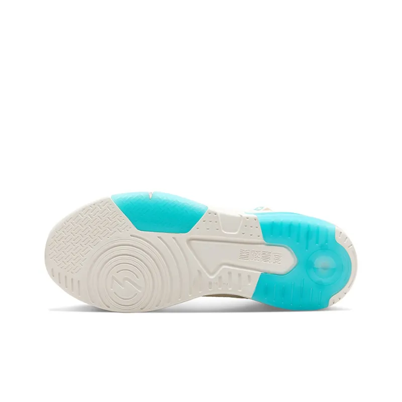 361° Cushioning Wear Resistant High Top Skateboard Shoes Women's White Cyan-3