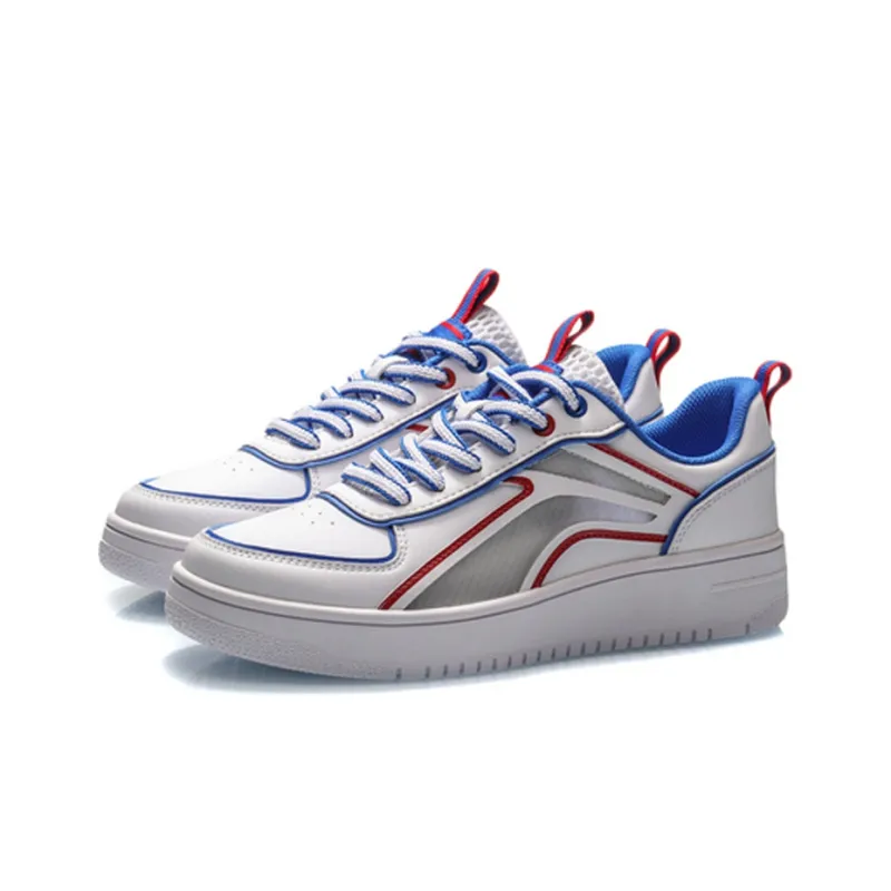 LiNing Low Top Skateboard Shoes Women's White Red Blue-2