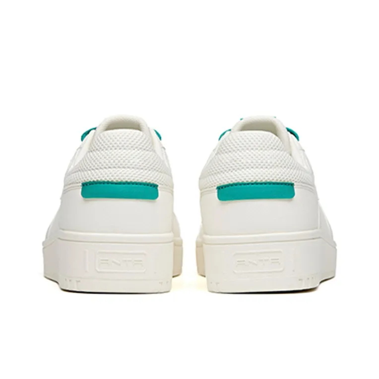 Anta Breathable Low Top Skateboard Shoes Men's White Green-4