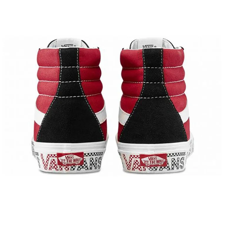Vans SK8 HI Sidewall Logo Black Racing Red Suede Skate Shoes 'Black Racing Red'-4