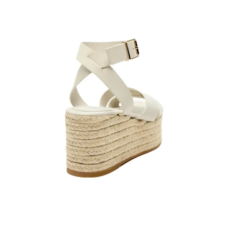 ZARA Strap Sandals Women's Light Beige Yellow-4