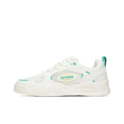 ANTA Skateboard Shoes Women's Low-Top Ivory White/Parrot Green/Fluorescent Light Green/Yellow