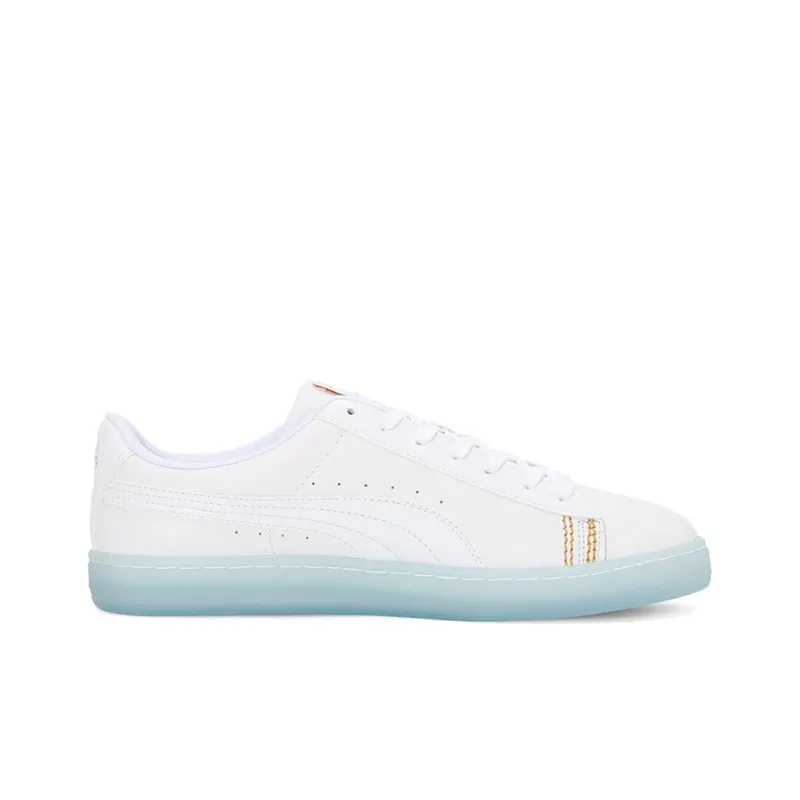 PUMA Basket Classic Reptile One8 Anti-Slip And Wear-Resistant Lightweight Low-Top Skateboard Shoes Unisex White Gold-1