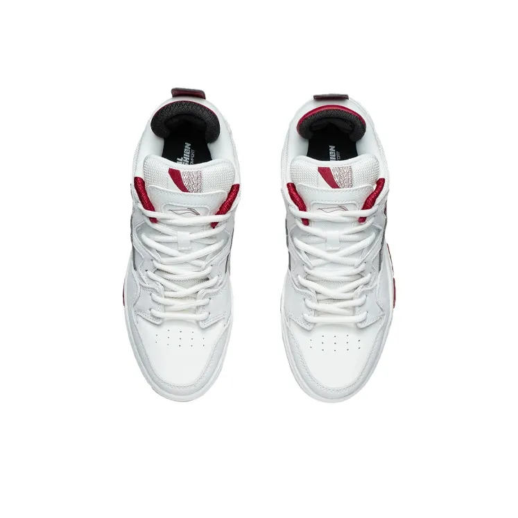 LiNing Wei Wu PRO Anti Slip Wear Resistant Low Top Skateboard Shoes Women's White Gray Red-3