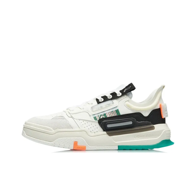 LiNing Cushioning Wear-Resistant Low-Top Skateboard Shoes Women's White Black-0