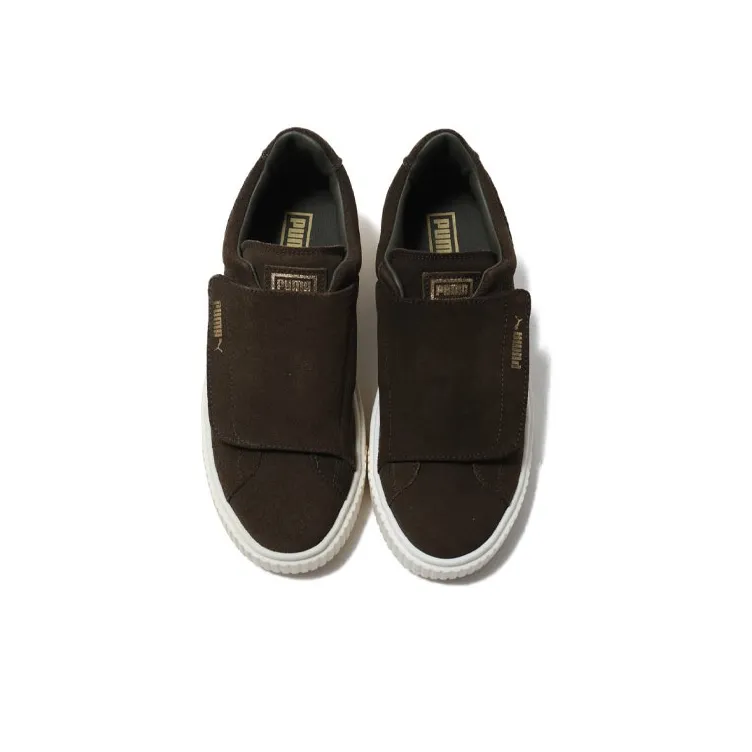 PUMA Suede Platform Wns Olive Night Wear Resistant Balance Low Top Skateboard Shoes Women's Green-2