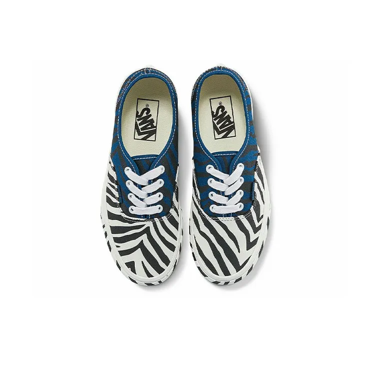 Vans Unisex Authentic Animal Low Top Sneakers White/Black/Blue-2