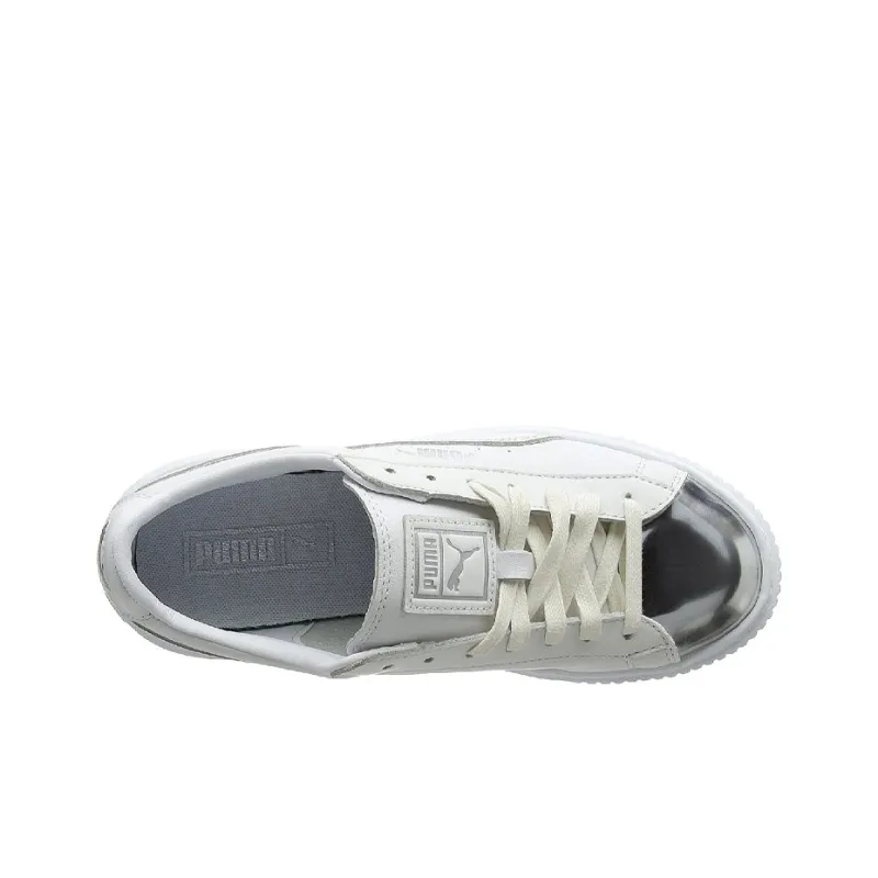 PUMA Basket Skate Shoes 'White Silver' Women's-3