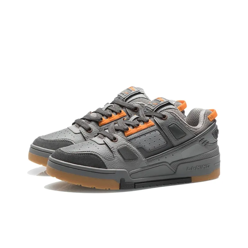 LiNing Anti Slip Wear Resistant Low Top Skateboard Shoes Men's Shadow Gray-2