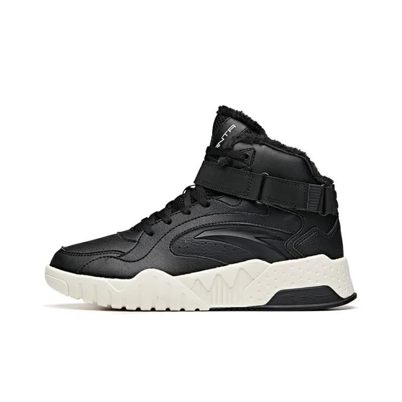 Anta Life Collection High Top Skateboard Shoes Women's Black White-0
