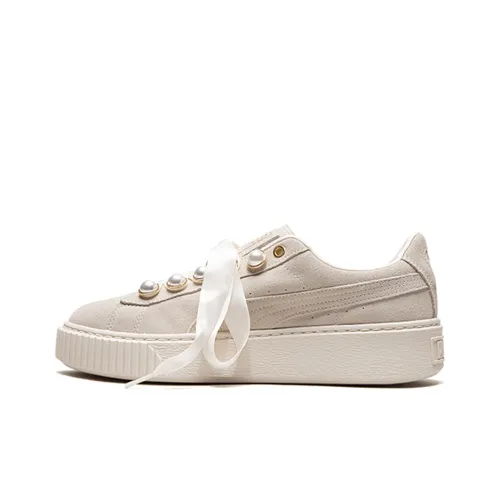 PUMA Suede Skateboard Shoes Women's Low-Top Off White