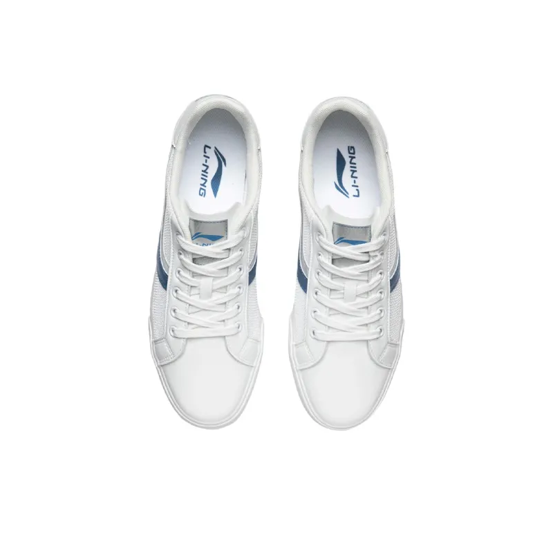 LiNing Low-Top Skateboard Shoes Men's White Blue-3