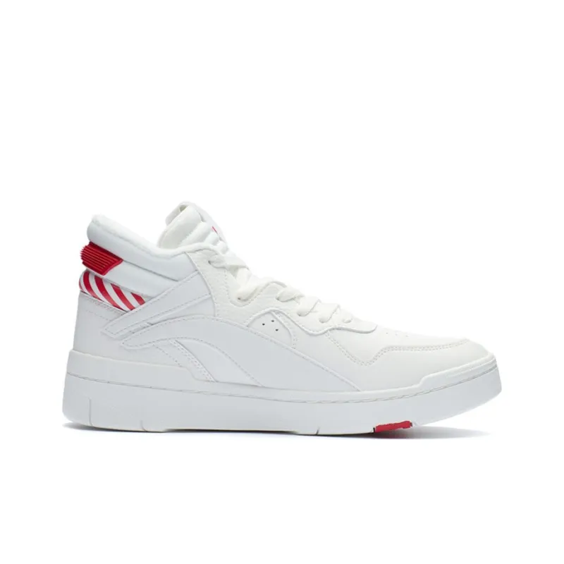 LiNing Wave Superwave Mid Abrasion Resistant Breathable Mid Top Skateboard Shoes Men's White Red-1