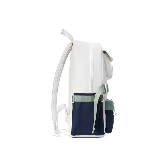MR.ACE HOMME Polyester Backpack Regular Unisex Dusty Blue White Caramel White-3