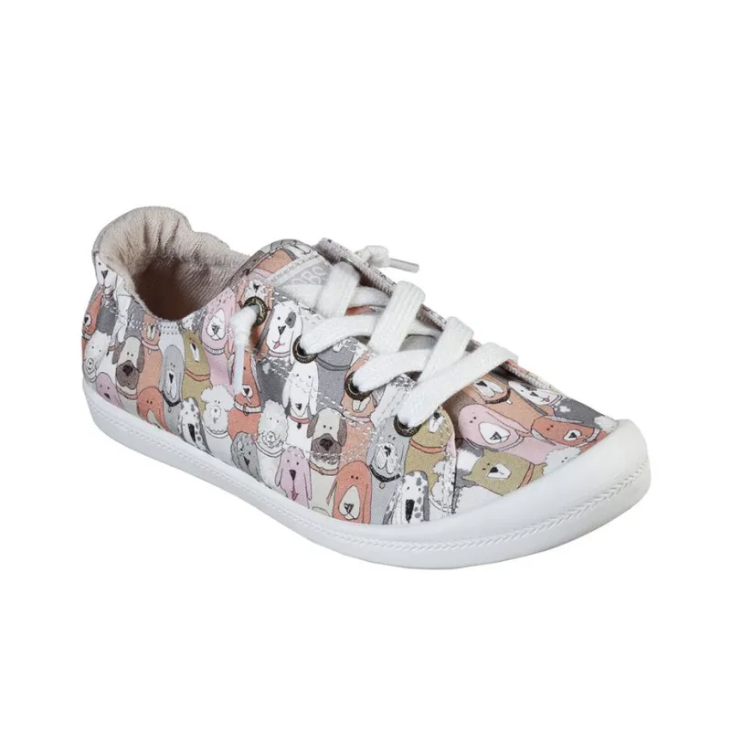 Skechers Bobs Beach Bingo - Dog House Party Cushioning Wear-Resistant Low-Top Skateboard Shoes Women's Taupe-2