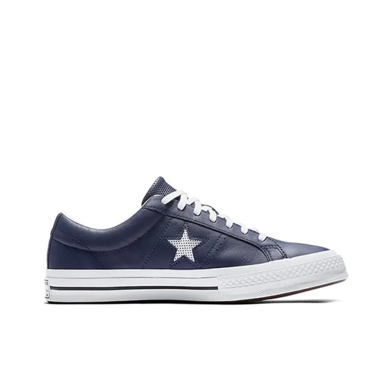 Converse One Star Perforated Leather Low Top Navy-1