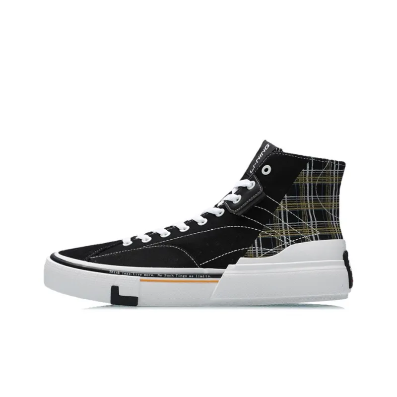 LiNing Wave Skateboard Shoes Unisex High Top Black/Yellow-0