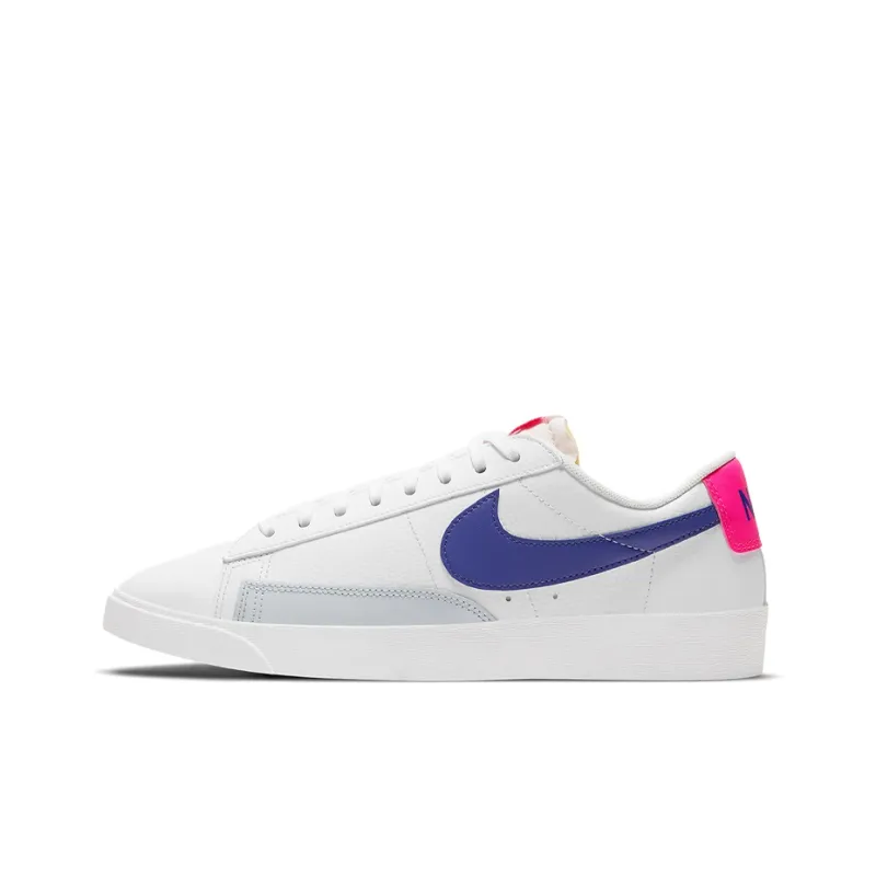 Nike Blazer 'Hyper Pink' Slip-Resistant Cushioning Wear-Resistant Low-Top Skateboard Shoes GS White Blue Pink-0
