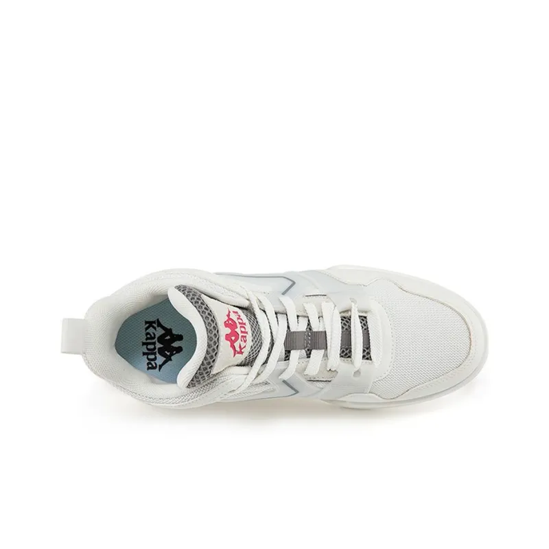 Kappa Wear Resistant Slip Resistant High Top Skateboard Shoes Unisex White Gray-2