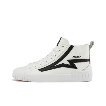 Kappa Anti Slip And Wear Resistant Height Increasing Coverage Mid Top Skateboard Shoes Unisex White Black