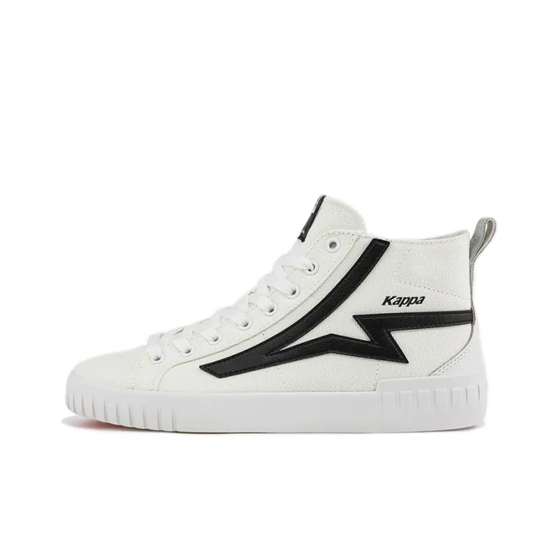 Kappa Anti Slip And Wear Resistant Height Increasing Coverage Mid Top Skateboard Shoes Unisex White Black-0