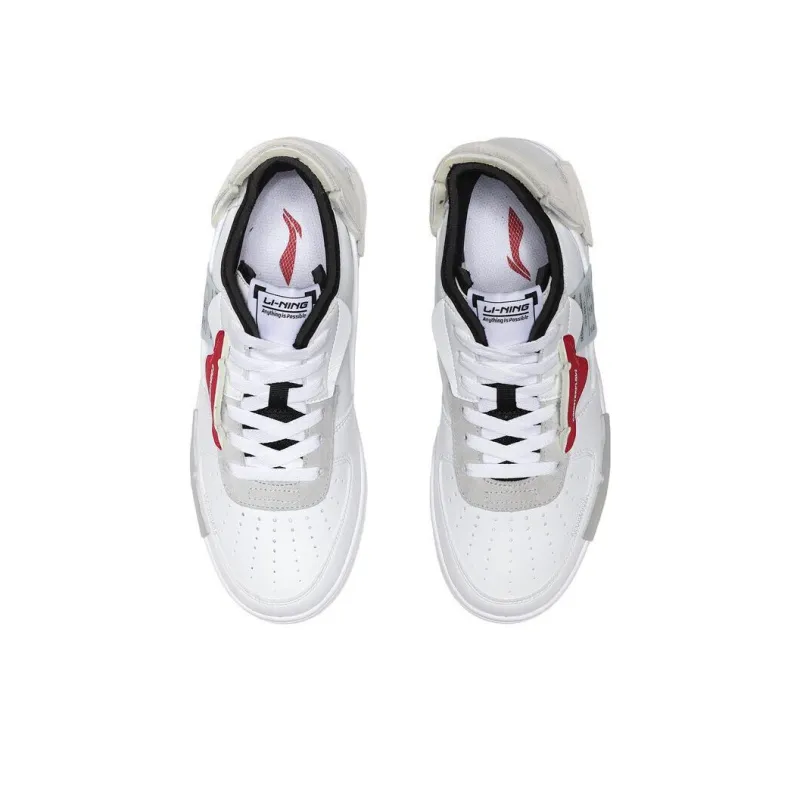 LiNing CF Deconstruction Anti Slip Wear Resistant Low Top Skateboard Shoes Men's White Black Red-3