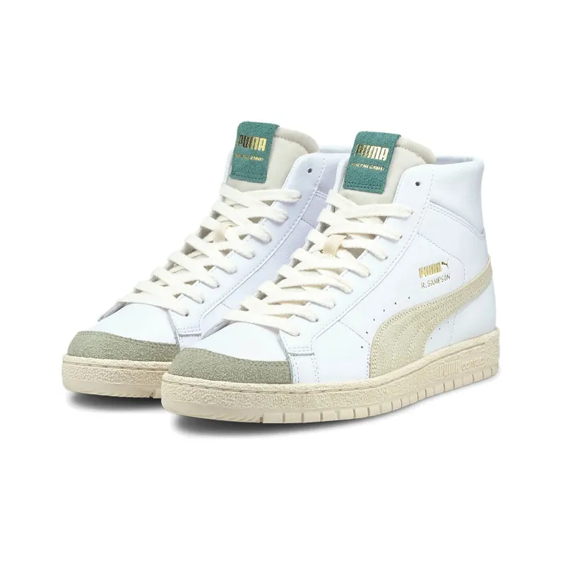 PUMA Ralph Sampson Slip-Resistant Lightweight Coverage High-Top Skateboard Shoes Women's White Green-2