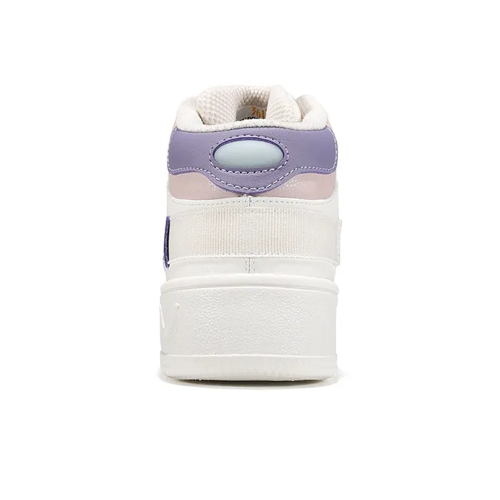 361° Slip Resistant Cushioning Wear Resistant Mid Top Skateboard Shoes Women's Feather White-3