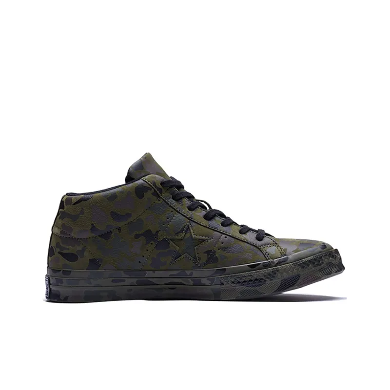 Converse One Star Retro Mid Tops Skateboarding Shoes Unisex Camouflage Green-1