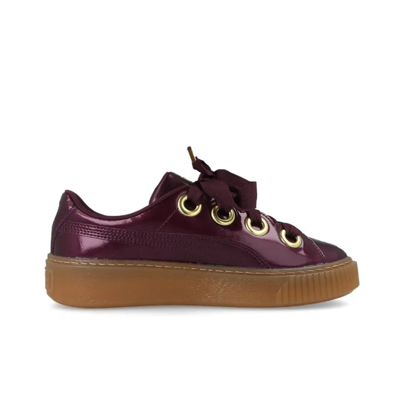 PUMA Basket Platform Kiss Lightweight And Breathable Low-Top Skateboard Shoes Women's Red-1