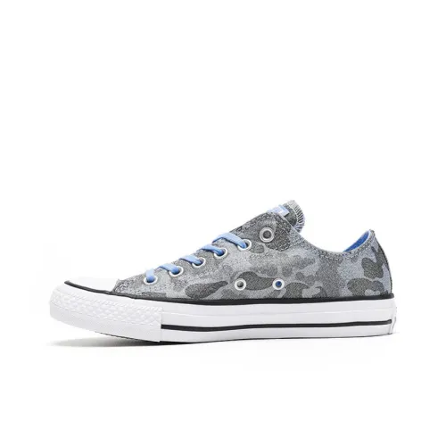 Converse Skateboard Shoes Women's Low-Top Glossy Camouflage Blue