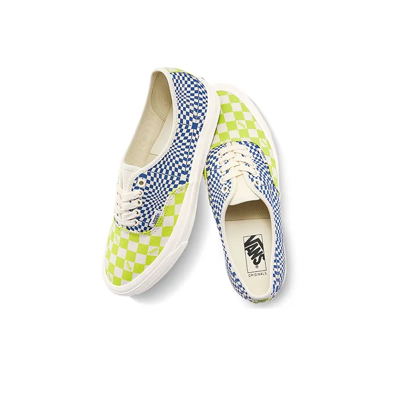 Vans Authentic Logo Check Lime Punch True Blue-3