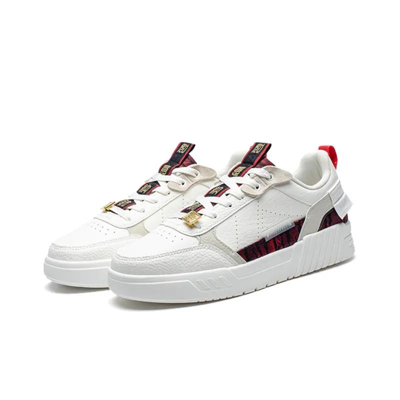XTEP Coverage Warm Slip-Resistant Low-Top Skateboard Shoes Men's White Red-2