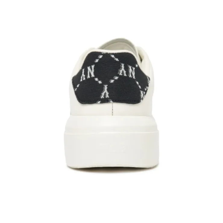 MLB Chunky Classic Heel Dia Monogram Low Top Skateboard Shoes Unisex White Black-4