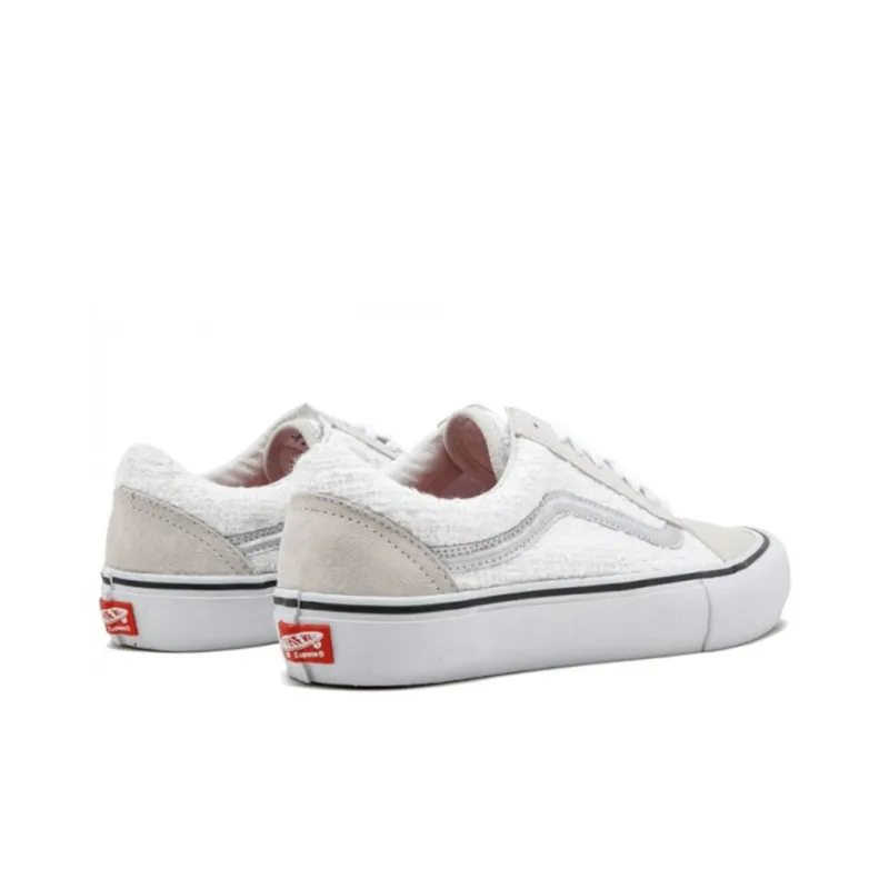 Vans Supreme X Vans Old School Pro Iridescent Skate Shoes Unisex White-2