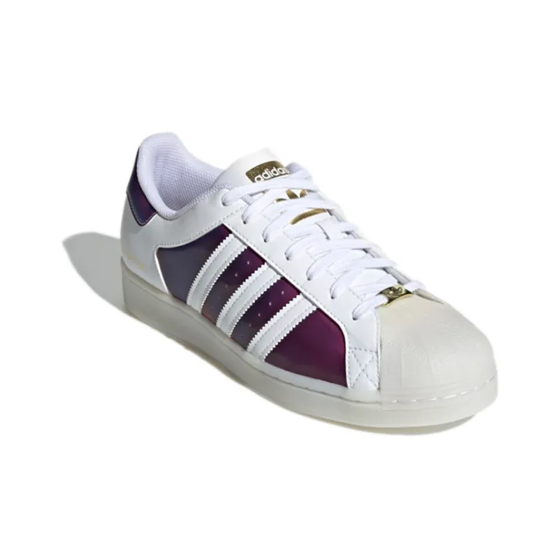 Adidas Originals Superstar Abrasion Resistant Slip Resistant Low Top Skateboard Shoes Men's White Red-2