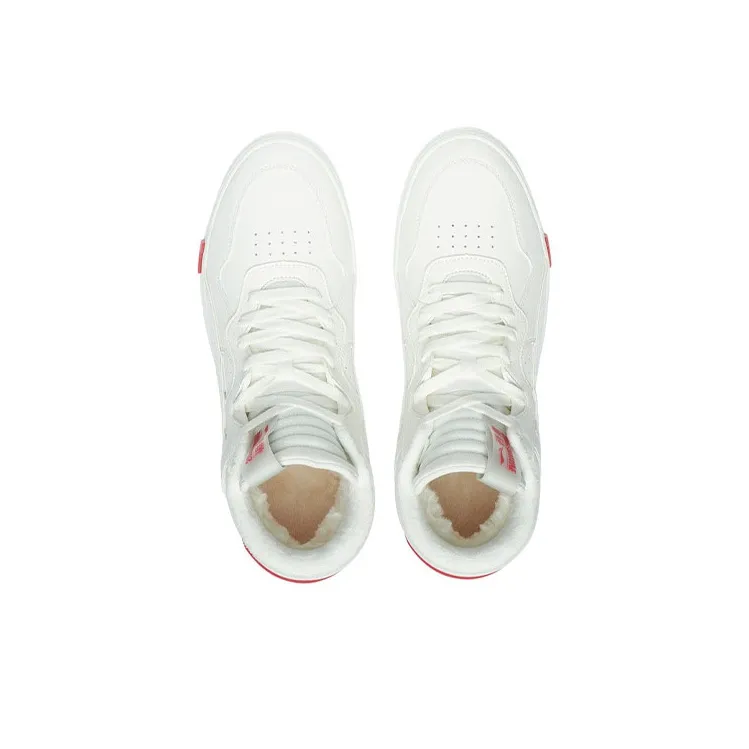 LiNing Wave Superwave Mid Abrasion Resistant Breathable Mid Top Skateboard Shoes Men's White Red-3