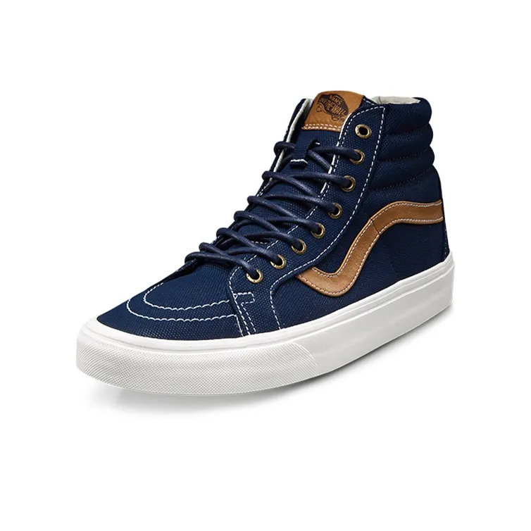 Vans SK8 Reissue Anti-Slip And Wear-Resistant Lightweight High-Top Skateboard Shoes Unisex Blue Brown-1