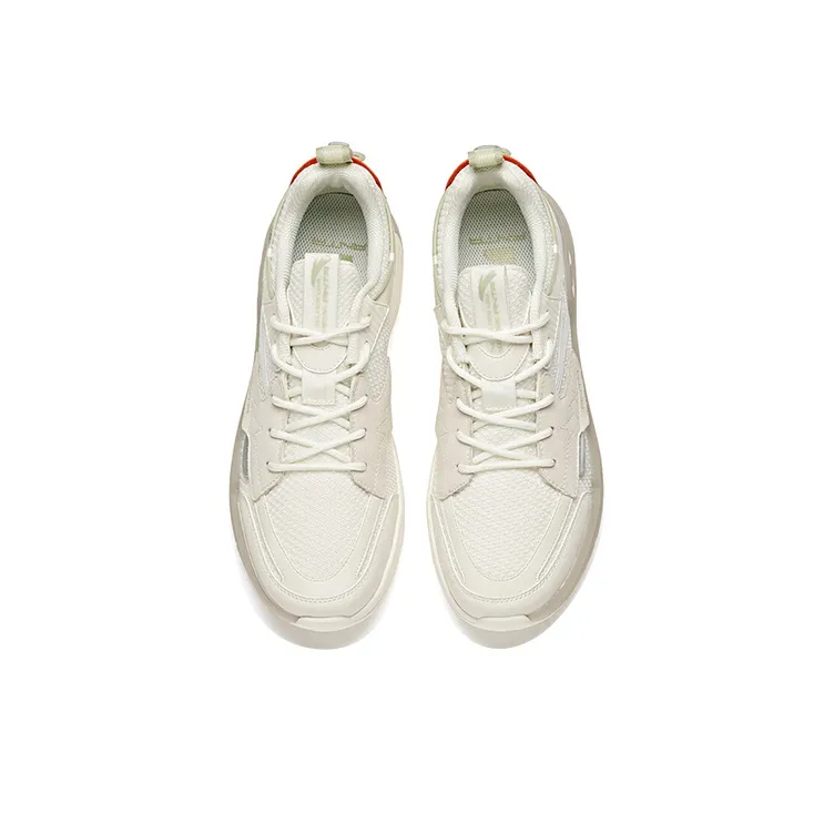 Anta Life Collection Slip-Resistant Cushioning Wear-Resistant Low-Top Skateboard Shoes White Orange Green-2